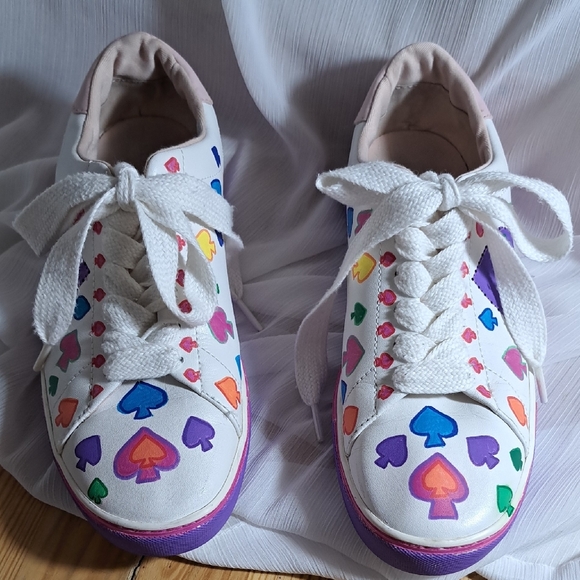 Hand Painted Pink and Green Sneakers - Picture 12 of 14
